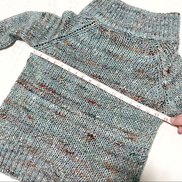 Anthropologie Moth Alpaca/Wool Blend Cowl Neck Knit Sweater Blue/Green Small - Picture 12 of 13